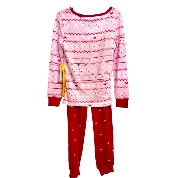 NWT GIRL’S LAURA ASHLEY SOFT & COZY LOVE HEARTS PAJAMAS 2 PIECE SET SIZE 6 - Picture 2 of 7